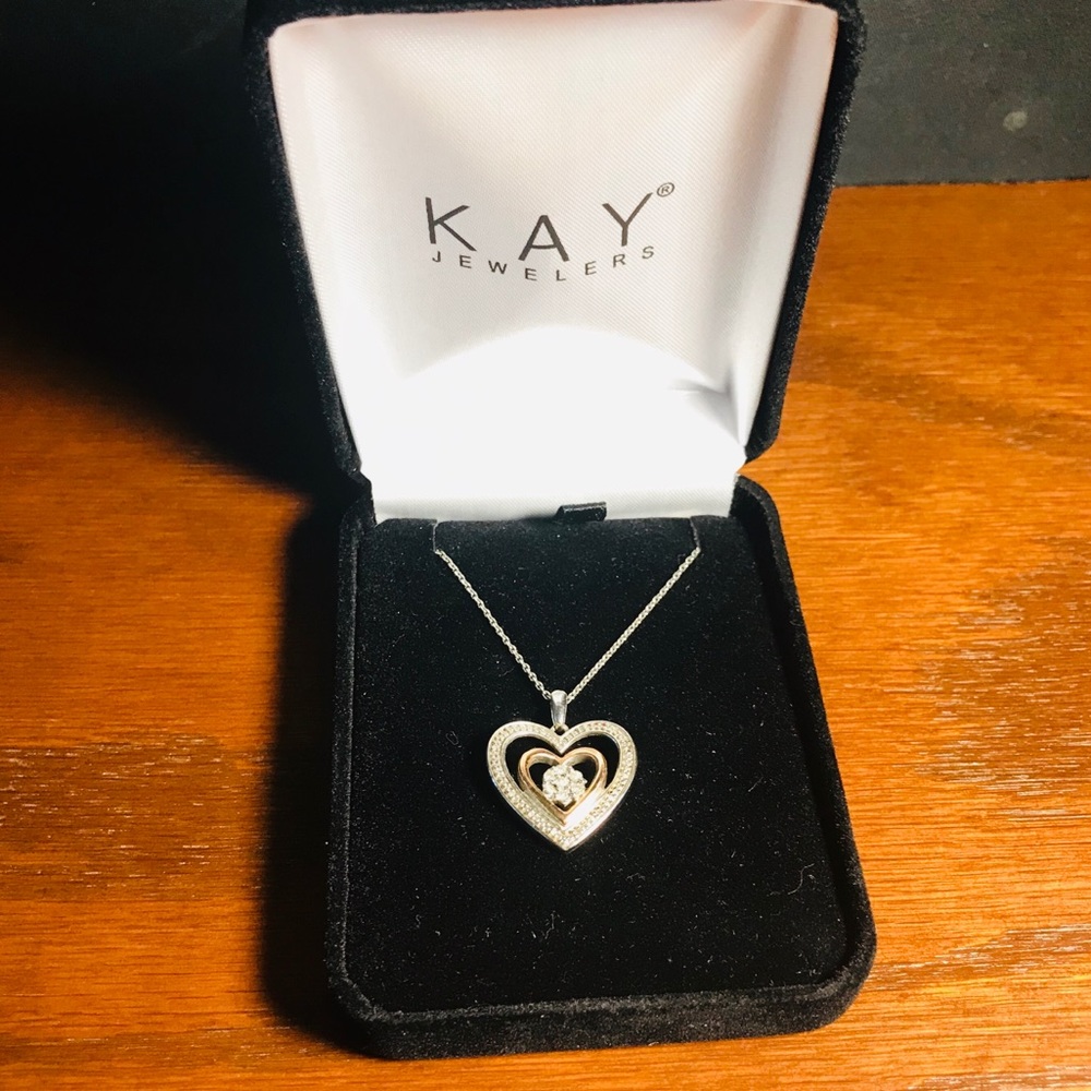 KAY Diamond Heart Necklace Rose Gold MSRP $249.99